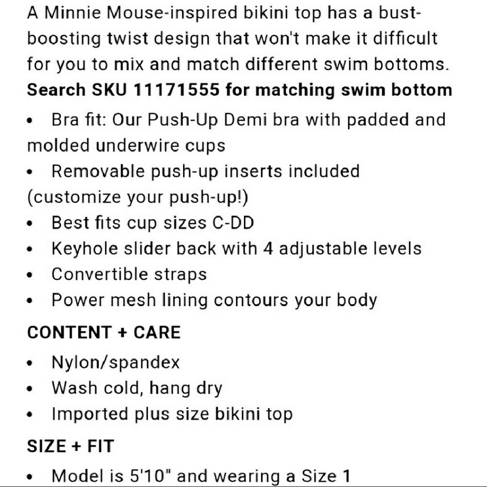 *SOLD* New! 6x Torrid Minnie Mouse Skirt Bikini - Picture 4 of 6